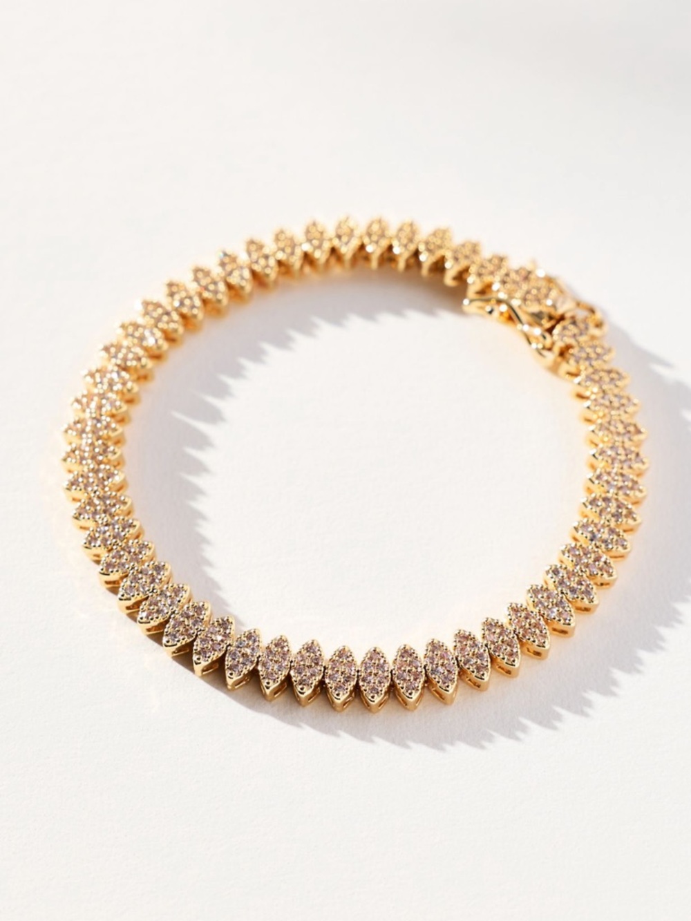 Anthropologie 14KT Gold Plated Oval Tennis Bracelet NEW Medium Large
